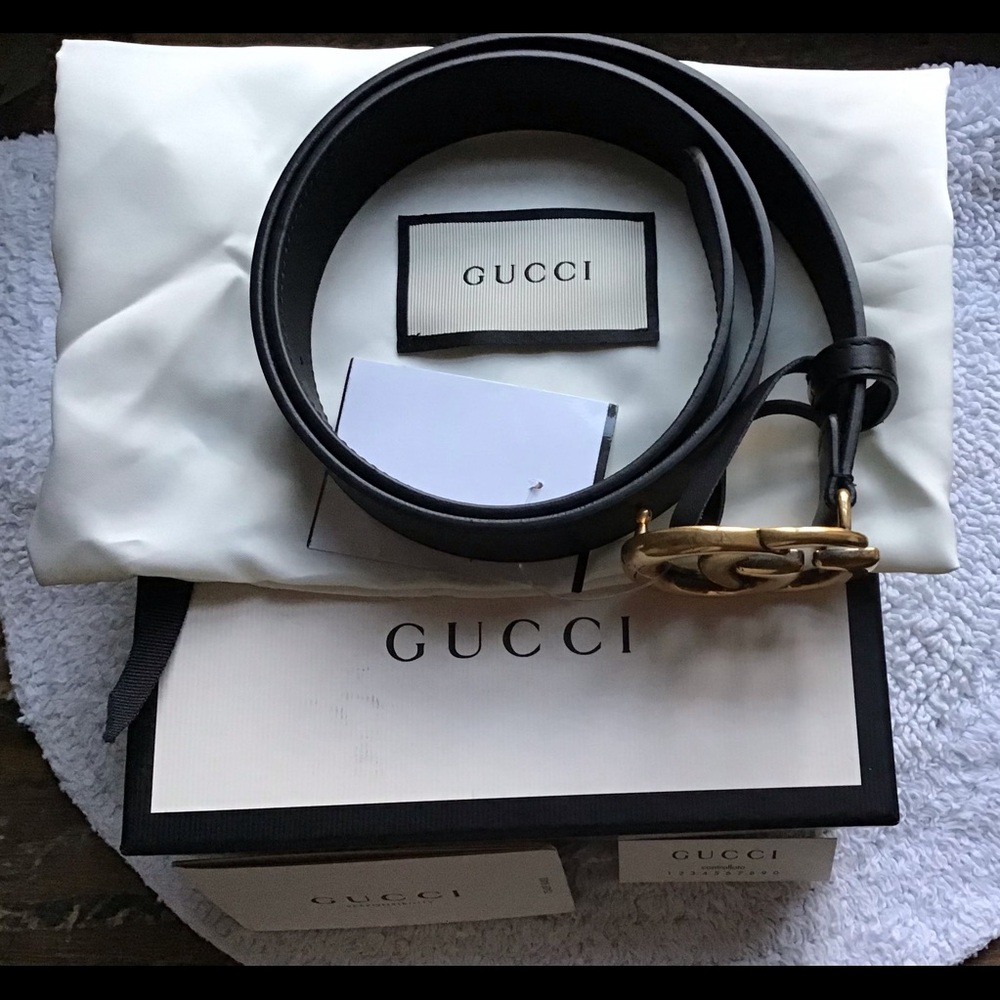 NWT, Gucci Black Leather Belt, Size 75,